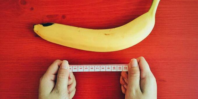 measurement of the penis before enlargement using the example of a banana